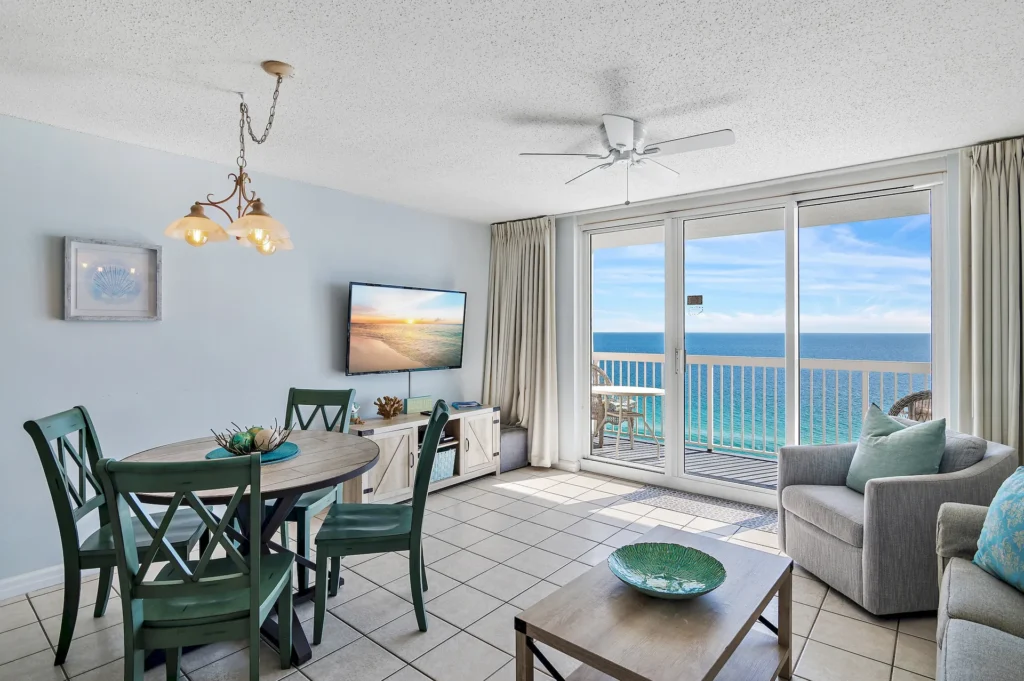 Living room, Pelican Beach 18th floor condo